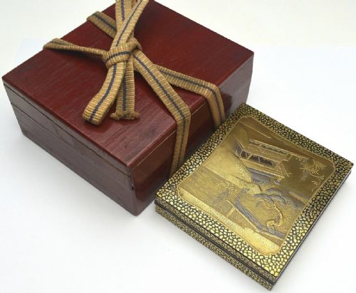 RARE JAPANESE EDO 19THC GOLD LACQUER INCENSE CASE KOGO - ADDITIONAL PHOTO 5
