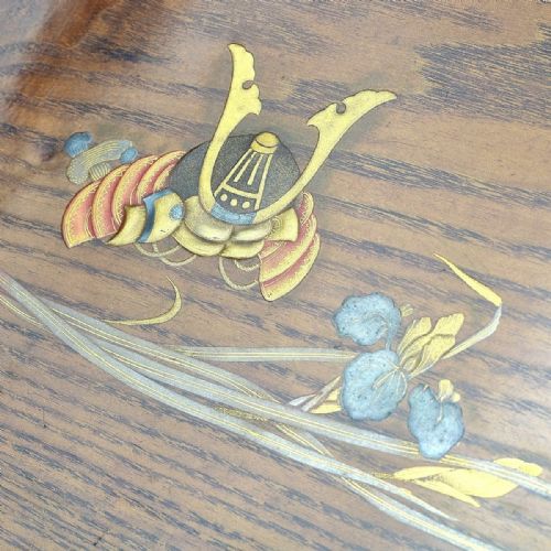 RARE JAPANESE MEIJI OR TAISHO EARLY 20THC SET OF FIVE LACQUERED KEYAKI ZELKOVA TREE WOOD ROUNDED SQUARE TRAYS - ADDITIONAL PHOTO 4