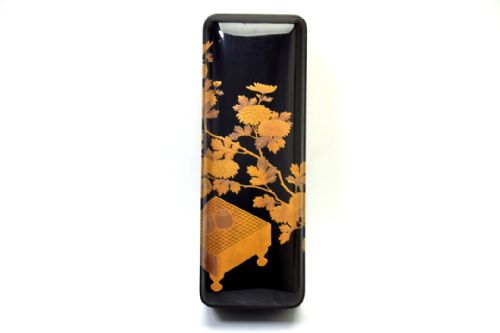 ATTRACTIVE JAPANESE MEIJI LATE 19THC BLACKGOLD LACQUER ROUNDED RECTANGULAR LETTER BOX FUBAKO - ADDITIONAL PHOTO 2