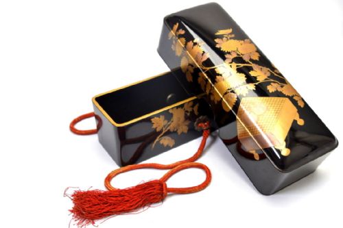 ATTRACTIVE JAPANESE MEIJI LATE 19THC BLACKGOLD LACQUER ROUNDED RECTANGULAR LETTER BOX FUBAKO - ADDITIONAL PHOTO 4