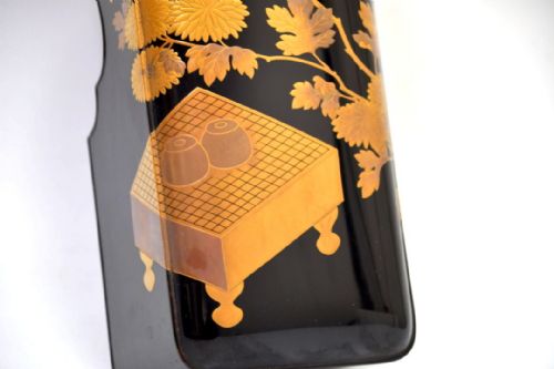 ATTRACTIVE JAPANESE MEIJI LATE 19THC BLACKGOLD LACQUER ROUNDED RECTANGULAR LETTER BOX FUBAKO - ADDITIONAL PHOTO 6