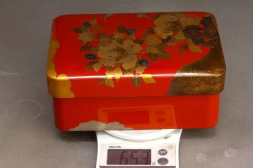 excellent japanese meijitaisho early 20thc red vermillion lacquer documentstationery box bunko - CATEGORY: ANTIQUE BOXES - DATED 1910