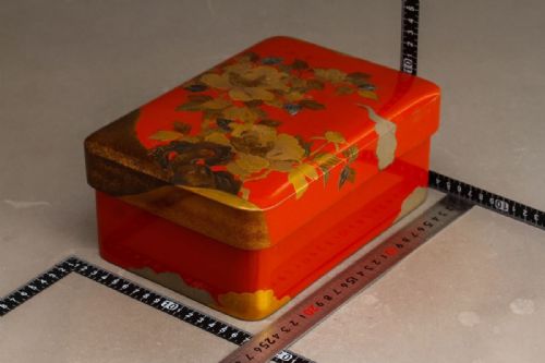 EXCELLENT JAPANESE MEIJITAISHO EARLY 20THC RED VERMILLION LACQUER DOCUMENTSTATIONERY BOX BUNKO - ADDITIONAL PHOTO 4