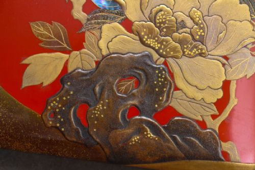 EXCELLENT JAPANESE MEIJITAISHO EARLY 20THC RED VERMILLION LACQUER DOCUMENTSTATIONERY BOX BUNKO - ADDITIONAL PHOTO 5