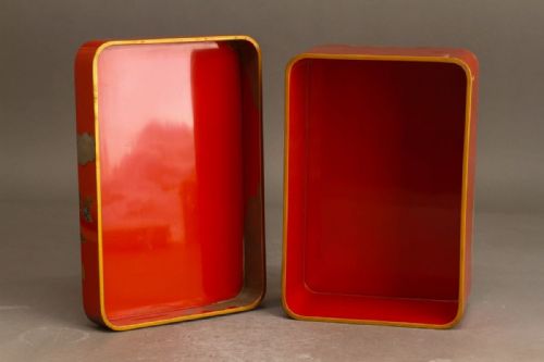 EXCELLENT JAPANESE MEIJITAISHO EARLY 20THC RED VERMILLION LACQUER DOCUMENTSTATIONERY BOX BUNKO - ADDITIONAL PHOTO 8