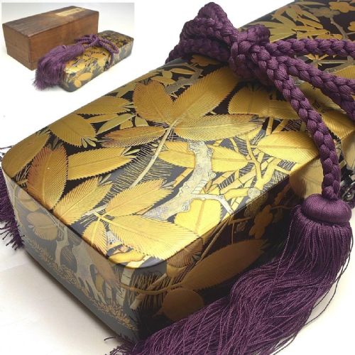 MAGNIFICENT JAPANESE MEIJI LATE 19THC BLACKLACQUER ROUNDED RECTANGULAR LETTER BOX FUBAKO - ADDITIONAL PHOTO 1