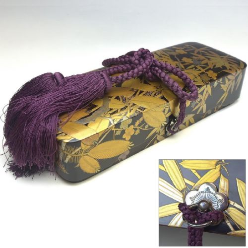 MAGNIFICENT JAPANESE MEIJI LATE 19THC BLACKLACQUER ROUNDED RECTANGULAR LETTER BOX FUBAKO - ADDITIONAL PHOTO 2