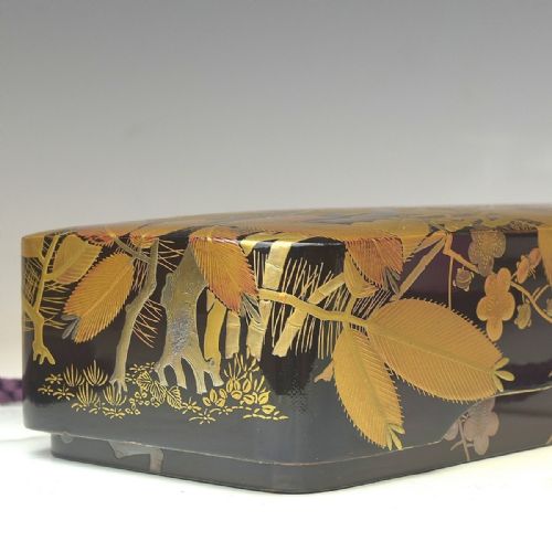 MAGNIFICENT JAPANESE MEIJI LATE 19THC BLACKLACQUER ROUNDED RECTANGULAR LETTER BOX FUBAKO - ADDITIONAL PHOTO 3