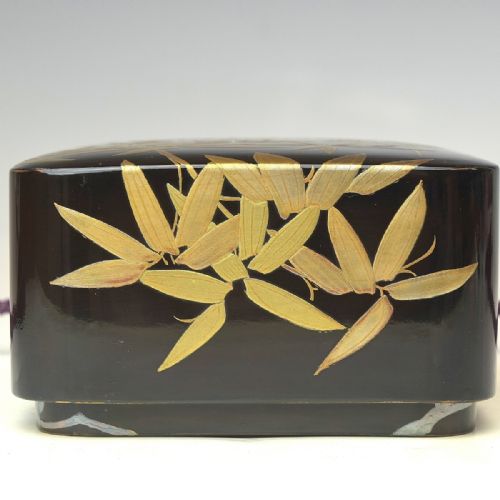 MAGNIFICENT JAPANESE MEIJI LATE 19THC BLACKLACQUER ROUNDED RECTANGULAR LETTER BOX FUBAKO - ADDITIONAL PHOTO 4