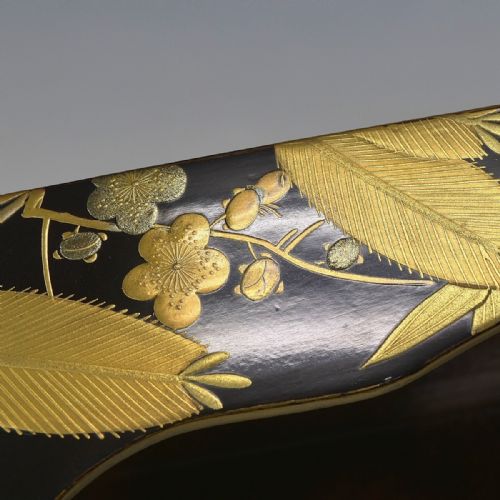MAGNIFICENT JAPANESE MEIJI LATE 19THC BLACKLACQUER ROUNDED RECTANGULAR LETTER BOX FUBAKO - ADDITIONAL PHOTO 5