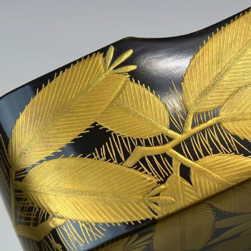 MAGNIFICENT JAPANESE MEIJI LATE 19THC BLACKLACQUER ROUNDED RECTANGULAR LETTER BOX FUBAKO - ADDITIONAL PHOTO 8