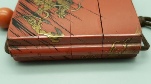 RARE JAPANESE EDO 19THC REDLACQUER THREECASE SQUARE INRO BY KAJIKAWA - ADDITIONAL PHOTO 3