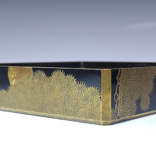 BEAUTIFUL JAPANESE MEIJI LATE 19THC BLACK LACQUER WRITING BOX SUZURIBAKO - ADDITIONAL PHOTO 2