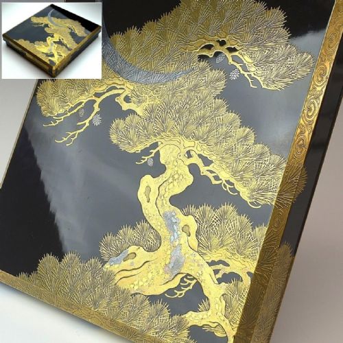BEAUTIFUL JAPANESE MEIJI LATE 19THC BLACK LACQUER WRITING BOX SUZURIBAKO - ADDITIONAL PHOTO 4