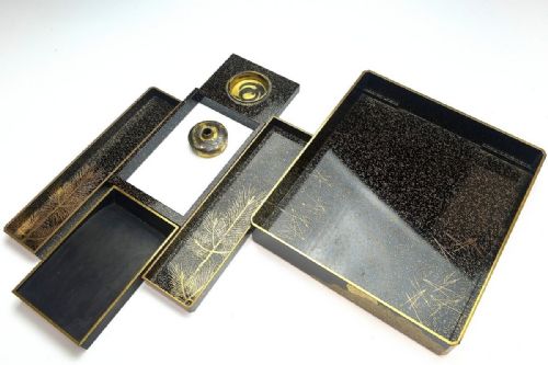 BEAUTIFUL JAPANESE MEIJI LATE 19THC BLACK LACQUER WRITING BOX SUZURIBAKO - ADDITIONAL PHOTO 10
