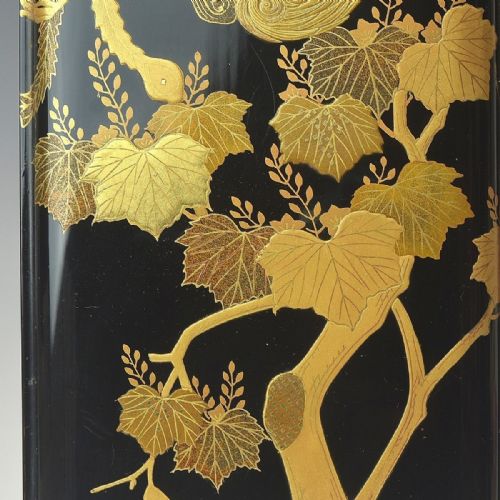 STRIKING JAPANESE MEIJI LATE 19THC BLACK GOLD LACQUER RECTANGULAR LETTER BOX FUBAKO - ADDITIONAL PHOTO 2