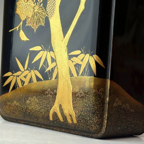 STRIKING JAPANESE MEIJI LATE 19THC BLACK GOLD LACQUER RECTANGULAR LETTER BOX FUBAKO - ADDITIONAL PHOTO 3