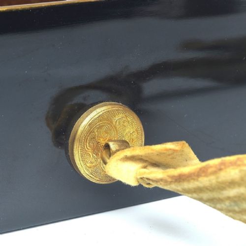 STRIKING JAPANESE MEIJI LATE 19THC BLACK GOLD LACQUER RECTANGULAR LETTER BOX FUBAKO - ADDITIONAL PHOTO 9