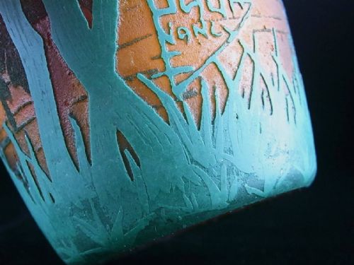 RARE ART NOUVEAU DAUM NANCY VASE WITH AUTUMN SUNSET LAKE SCENE - ADDITIONAL PHOTO 6