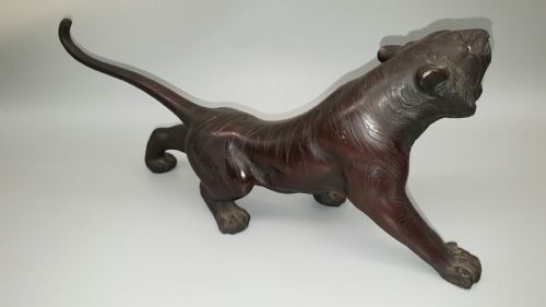 SUPERB JAPANESE MEIJI LATE 19THC BRONZE TIGER BY MITSUMOTO OMORI KOGETSU - ADDITIONAL PHOTO 1