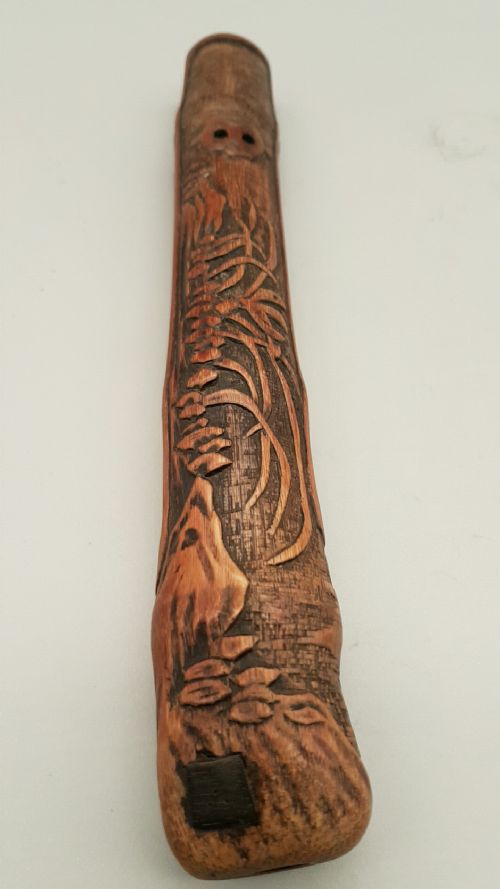 EXCELLENT JAPANESE MEIJI 19THC WOODEN PIPECASE KISERUZUTSU OF OTOSHIZUTSU FORM - ADDITIONAL PHOTO 1