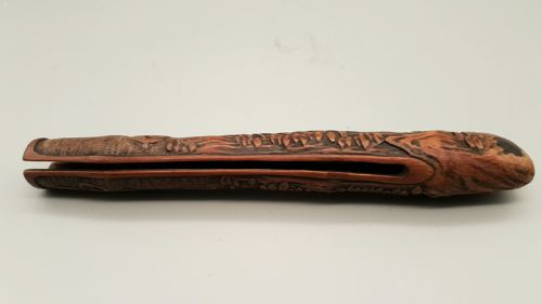 EXCELLENT JAPANESE MEIJI 19THC WOODEN PIPECASE KISERUZUTSU OF OTOSHIZUTSU FORM - ADDITIONAL PHOTO 5