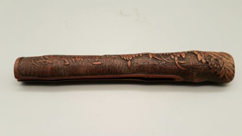 EXCELLENT JAPANESE MEIJI 19THC WOODEN PIPECASE KISERUZUTSU OF OTOSHIZUTSU FORM - ADDITIONAL PHOTO 6