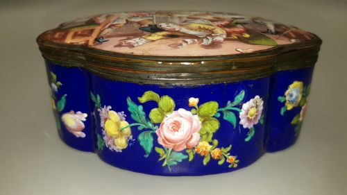 STUNNING ANTIQUE 18THC CA 1780 GEORGIAN ENAMEL BOX WITH HOGARTH DECORATION - ADDITIONAL PHOTO 3
