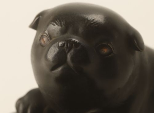 CHARMING JAPANESE MEIJITAISHO BRONZE OF TWO PUPPIES PLAYING SIGNED - ADDITIONAL PHOTO 2