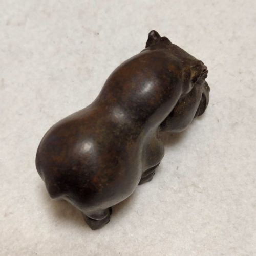 CHARMING SMALL ANTIQUE EARLY 20THC BRONZE ORNAMENTPAPERWEIGHT OF A HIPPOPOTAMUS - ADDITIONAL PHOTO 1