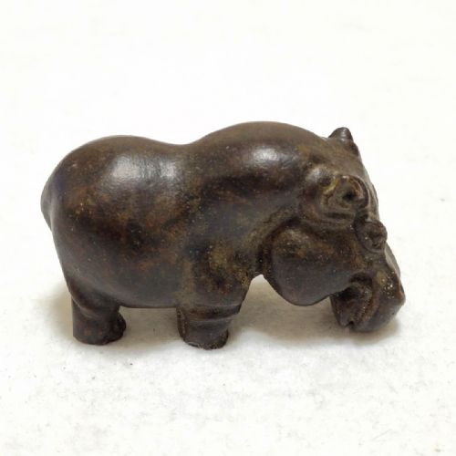 CHARMING SMALL ANTIQUE EARLY 20THC BRONZE ORNAMENTPAPERWEIGHT OF A HIPPOPOTAMUS - ADDITIONAL PHOTO 2