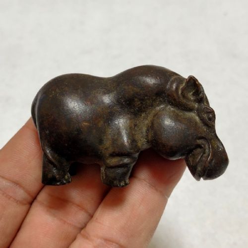 CHARMING SMALL ANTIQUE EARLY 20THC BRONZE ORNAMENTPAPERWEIGHT OF A HIPPOPOTAMUS - ADDITIONAL PHOTO 5