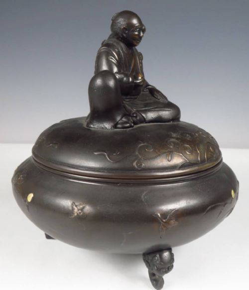 JAPANESE ANTIQUE MEIJI LATE 19THEARLY 20THC BRONZE INCENSE BURNER - ADDITIONAL PHOTO 4