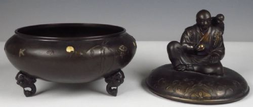 JAPANESE ANTIQUE MEIJI LATE 19THEARLY 20THC BRONZE INCENSE BURNER - ADDITIONAL PHOTO 5