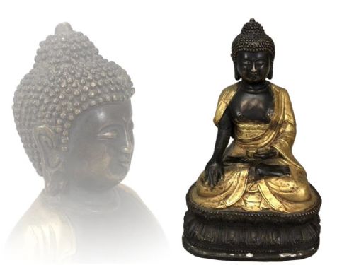JAPANESE 19THC EDOMEIJI BRONZEGILDED BUDDHA STATUE - ADDITIONAL PHOTO 5