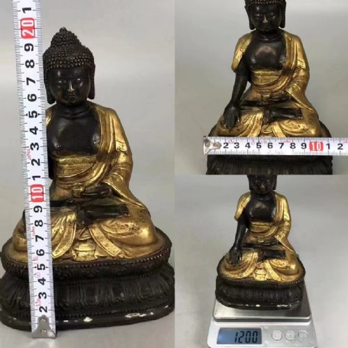 JAPANESE 19THC EDOMEIJI BRONZEGILDED BUDDHA STATUE - ADDITIONAL PHOTO 7