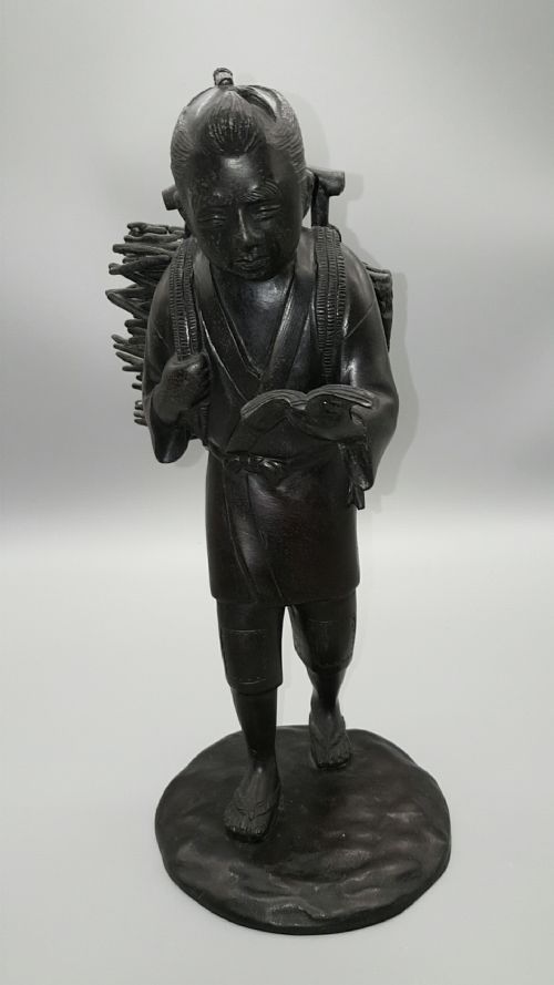 excellent japanese meiji late 19thc bronze okimono of kinjiro ninomiya by hideyama - CATEGORY: ANTIQUE SCULPTURES - DATED 19TH CENTURY