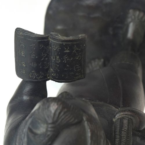 EXCELLENT JAPANESE MEIJI LATE 19THC BRONZE OKIMONO OF KINJIRO NINOMIYA BY HIDEYAMA - ADDITIONAL PHOTO 8