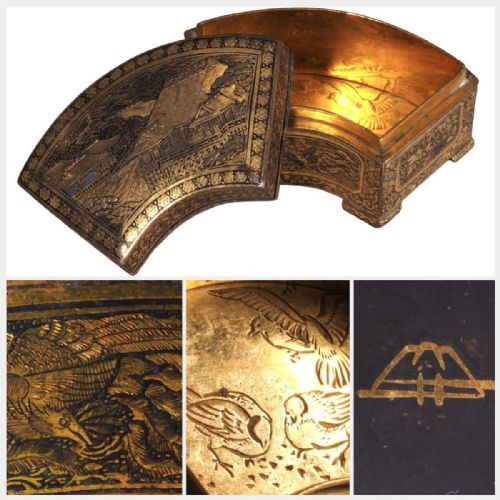 EXQUISITE JAPANESE MEIJI CA 1900 IRON DAMASCENE BOX BY FUJII YOSHITOYO - ADDITIONAL PHOTO 15