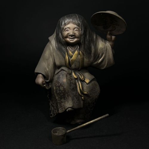 japanese meijitaisho early 20thc bronze of shojo by matsumorishosei - CATEGORY: ANTIQUE METAL - DATED 1920