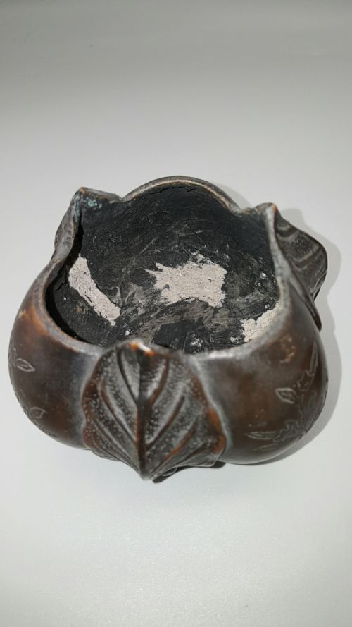 JAPANESE MEIJI EARLY 20THC BRONZE DAIMEI NORITOKU INCENSE BURNER AUBERGINE EGGPLANT - ADDITIONAL PHOTO 4