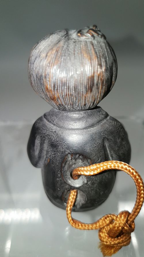 JAPANESE MEIJI EARLY 20THC LARGE BOXWOOD NETSUKEOKIMONO OF A GIRL AND DRUM - ADDITIONAL PHOTO 4