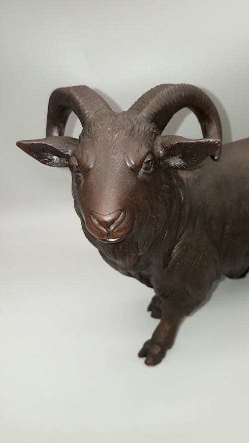 SUPERB JAPANESE MEIJI EARLY 20THC BRONZE RAM SIGNED - ADDITIONAL PHOTO 6