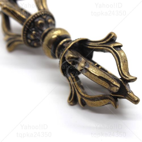 NICE EARLY 20THC SMALL TIBETAN BUDDHIST FIVEPRONGED BRONZE VAJRA - ADDITIONAL PHOTO 1