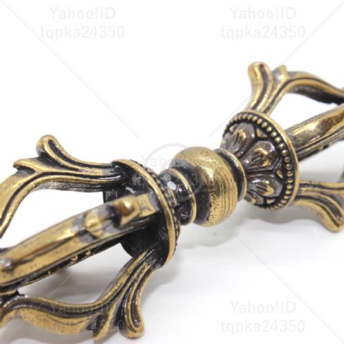NICE EARLY 20THC SMALL TIBETAN BUDDHIST FIVEPRONGED BRONZE VAJRA - ADDITIONAL PHOTO 5