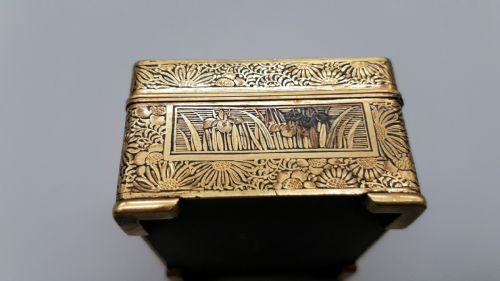 EXQUISITE JAPANESE MEIJI CA 1900 IRON DAMASCENE 24K GOLD BOX BY FUJII YOSHITOYO - ADDITIONAL PHOTO 3