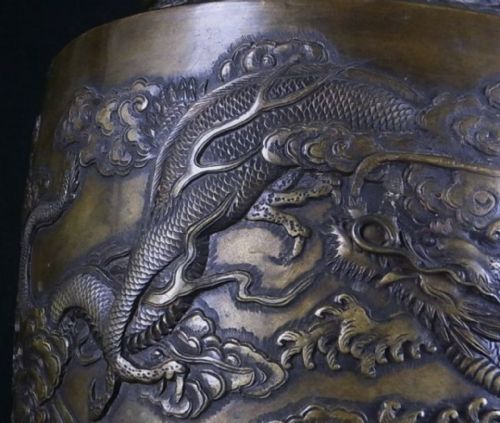 SUPERB JAPANESE MEIJI EARLY 20THC LARGE BRONZE VASE BY KANAYA GORSABUR XI - ADDITIONAL PHOTO 14