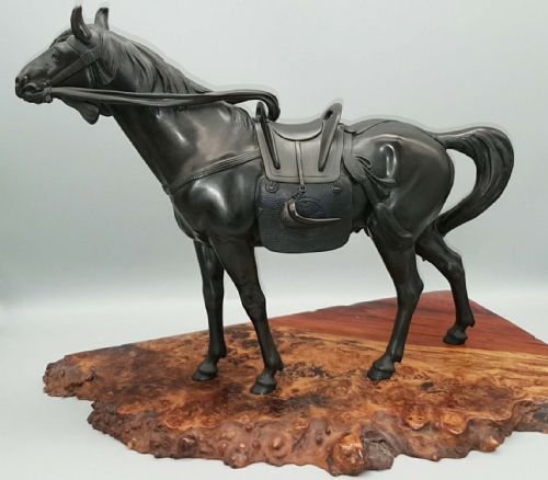 magnificent japanese meiji late 19thc bronze okimono of shoguns horse maruki company - CATEGORY: ANTIQUE SCULPTURES - DATED 19TH CENTURY