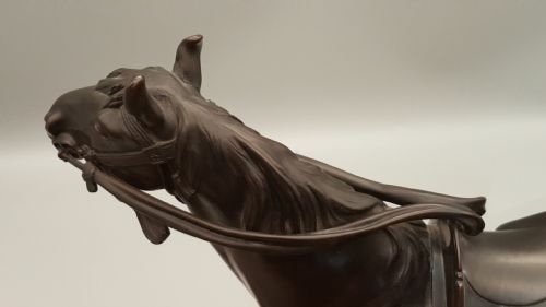MAGNIFICENT JAPANESE MEIJI LATE 19THC BRONZE OKIMONO OF SHOGUNS HORSE MARUKI COMPANY - ADDITIONAL PHOTO 6