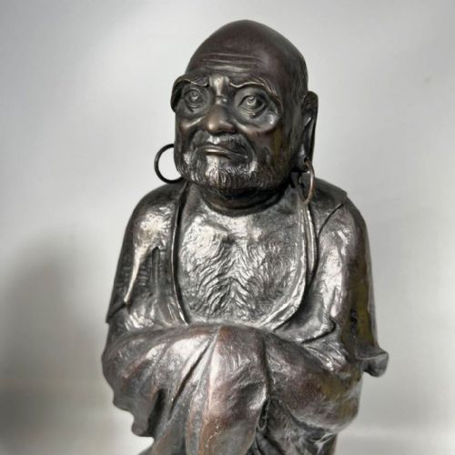 JAPANESE MEIJI LATE 19THCEARLY 20THC BRONZE OF A STANDING BODHIDHARMA HOZANZUKURI - ADDITIONAL PHOTO 1